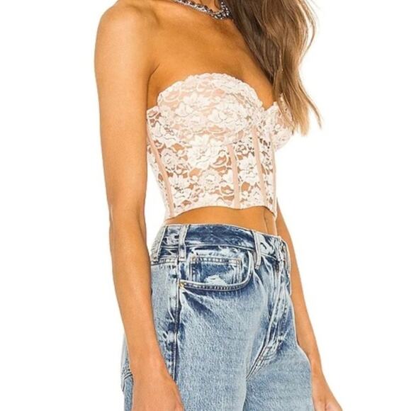 Bardot Womens Soft Peach Lace Bustier Size M - Picture 3 of 7